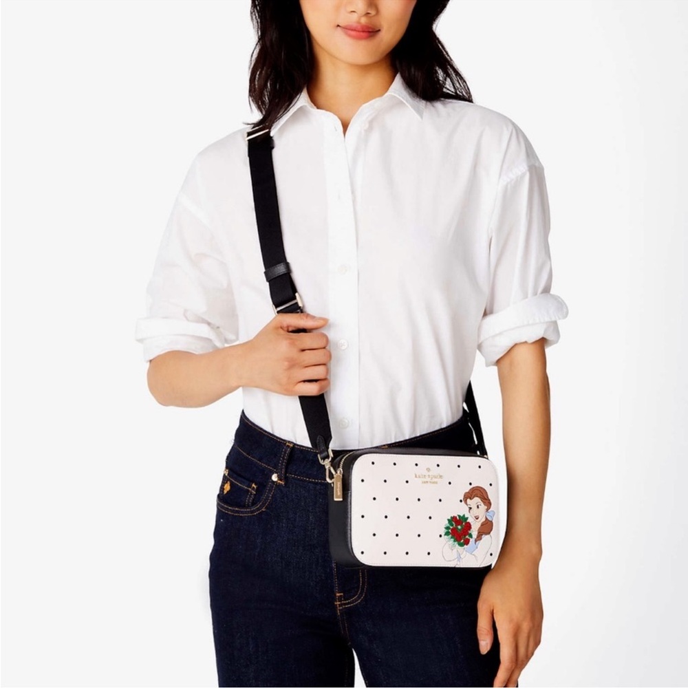 NWT Disney X Kate Spade New York Beauty And The Beast Mini Leather Camera Bag